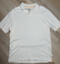 Tommy Bahama Silk Blend Polo Shirt Mens Medium White Short Sleeve