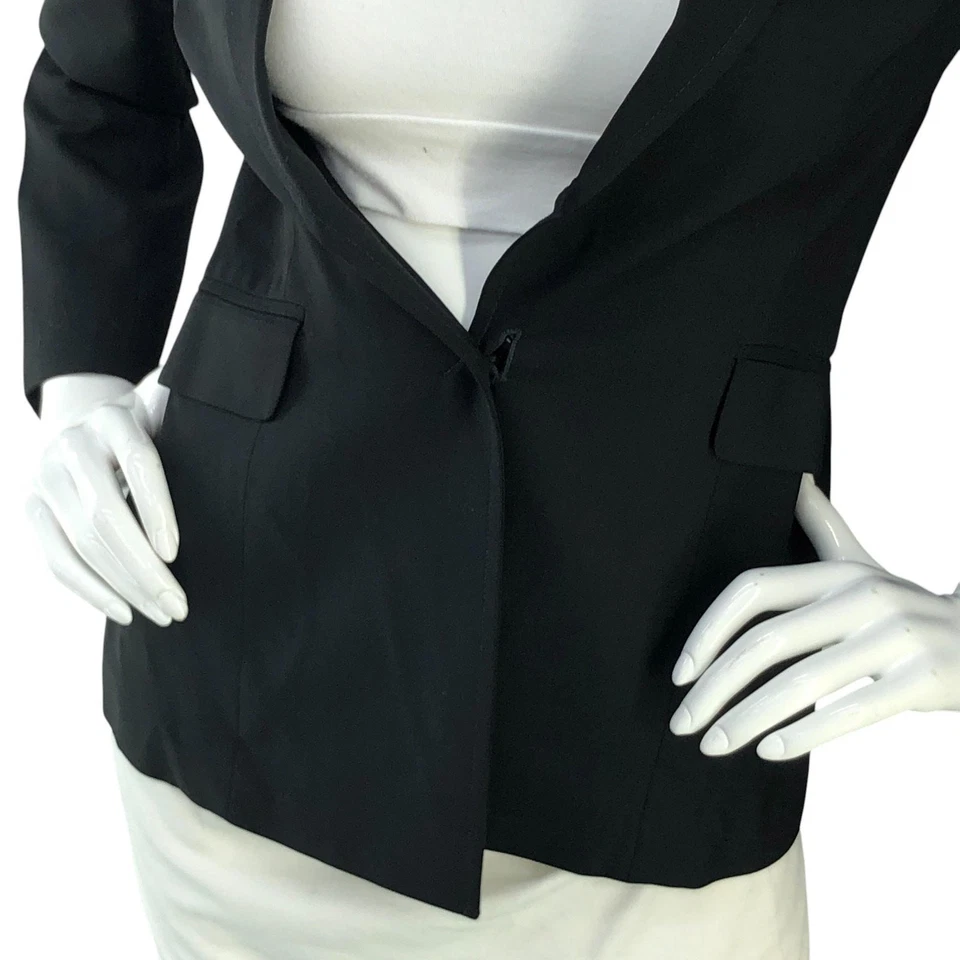 Costume National Blazer Womens 40 Black Wool Tailored Italy Office Jacket Modern - Image 3 of 4