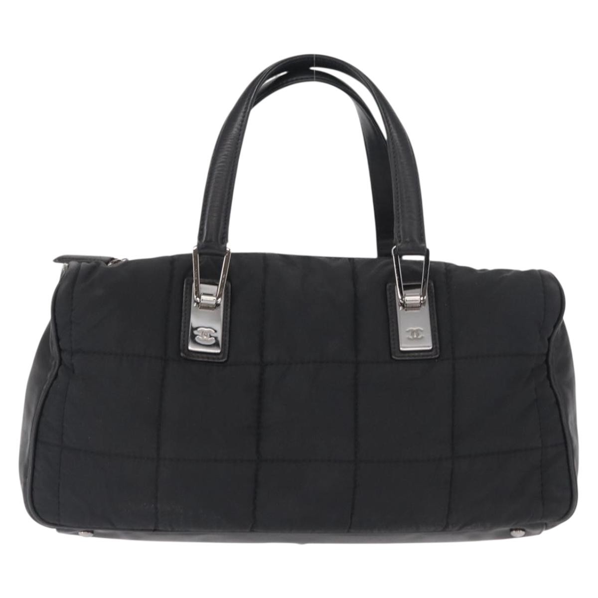 Chanel Square Stitch Boston Bag Quilted Nylon Black Nylon Travel Bag Bag (Pre-Owned)