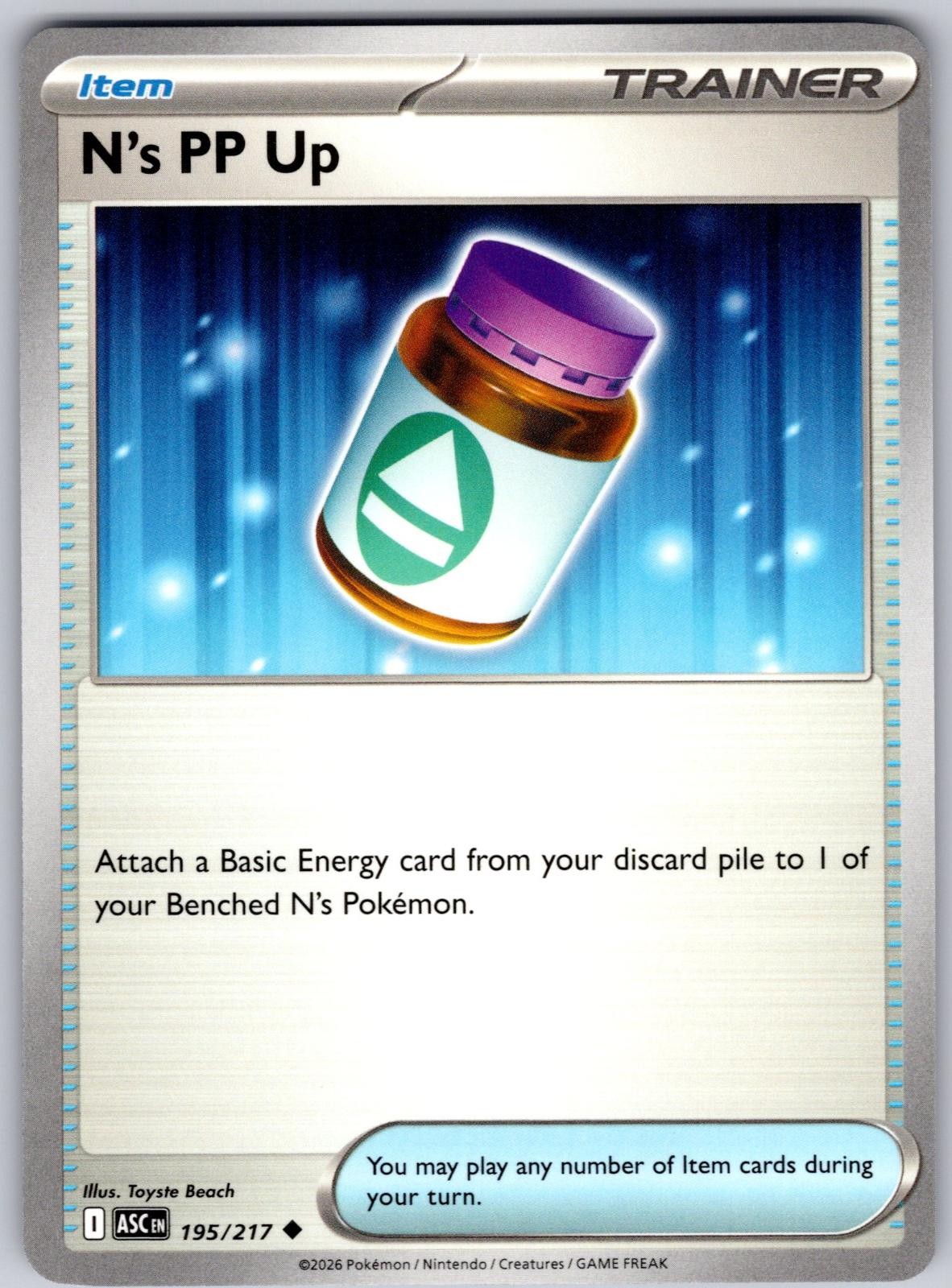N's PP Up 195/217 Uncommon Ascended Heroes Pokemon Near Mint