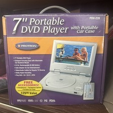 PROTRON 7" Portable Rechargeable DVD Player w/ Portable Car Case Headrest Mount