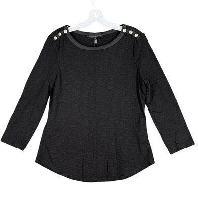 WHBM Shirt Womens Small Black 3/4 Sleeve Round Nek Business Formal Office