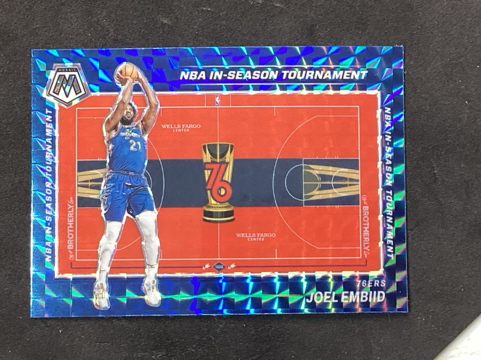 2023-24 Panini Mosaic Joel Embiid #24 NBA In Season Tournament Blue Mosaic