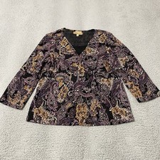 Notations Top Women XL Black Purple Paisley Babydoll Grunge Fairy Whimsigoth Y2K