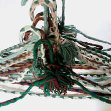 Crocheted Hangers 11 VTG 70's Pom Poms Handmade Metal Boho Retro Granny Knit