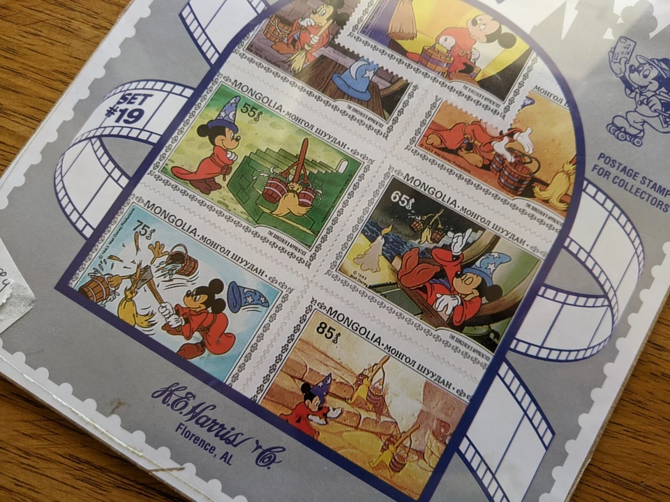 Conjunto de Selos de Aprendiz de Feiticeiro da Disney da Mongólia Disney O Mundo da Fantasia NOVO - Imagem 3 de 4