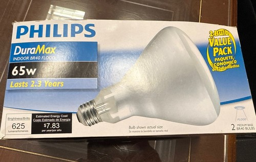 2 pack lot PHILIPS 45W DURAMAX Flood BR40 Light Bulb Warm White
