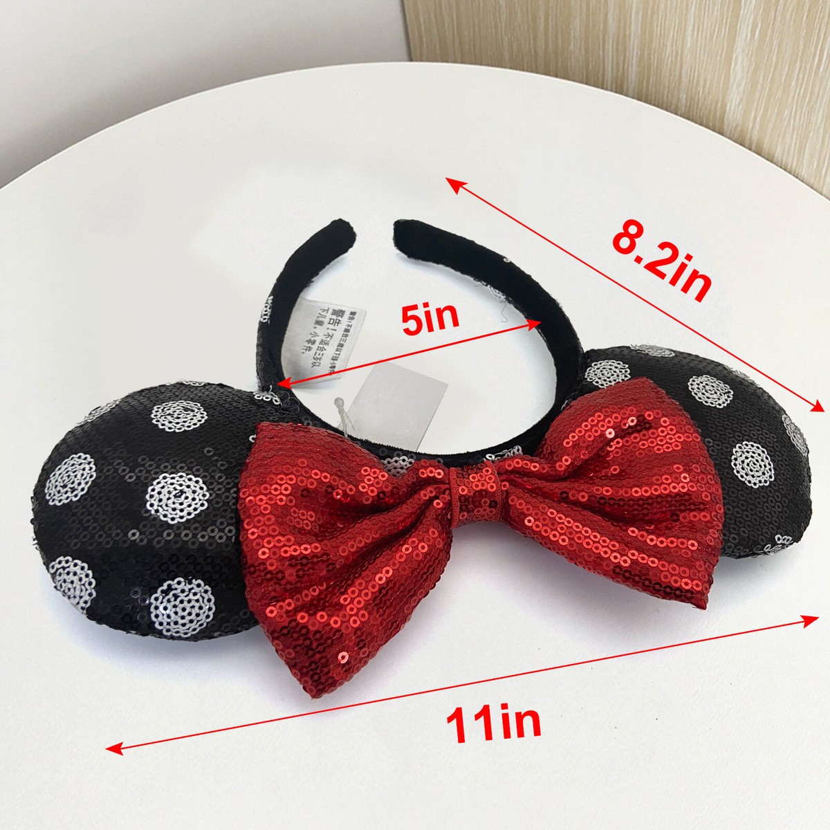 Disney ears light up black white red ribbon ? bow tie hair headband lights Black Light up Mickey Ears - Etsy main image 2
