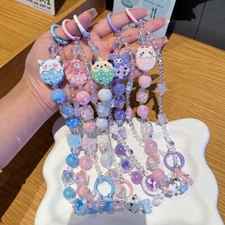 Sanrio-Inspired Cookie Phone Charm Strap – Kawaii Pastel Beaded Wrist Lanyard 🍪