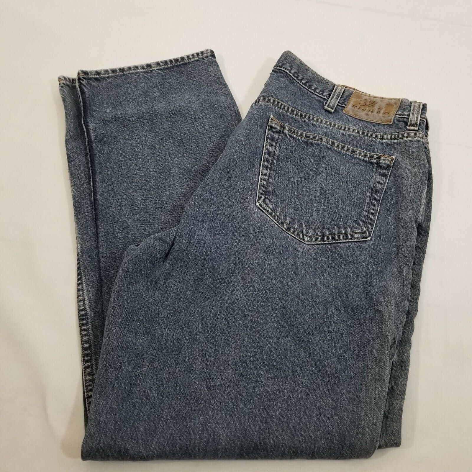 Brooks Sport Men's Mid Rise Tapered Legs Jeans Five Pockets Blue Size 38x32