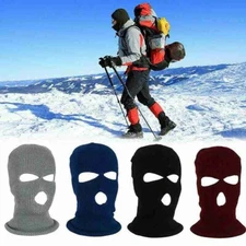 3 Hole Knit Full Face Mask Balaclava Ski Outdoor Tactical Beanie Hats Men Women