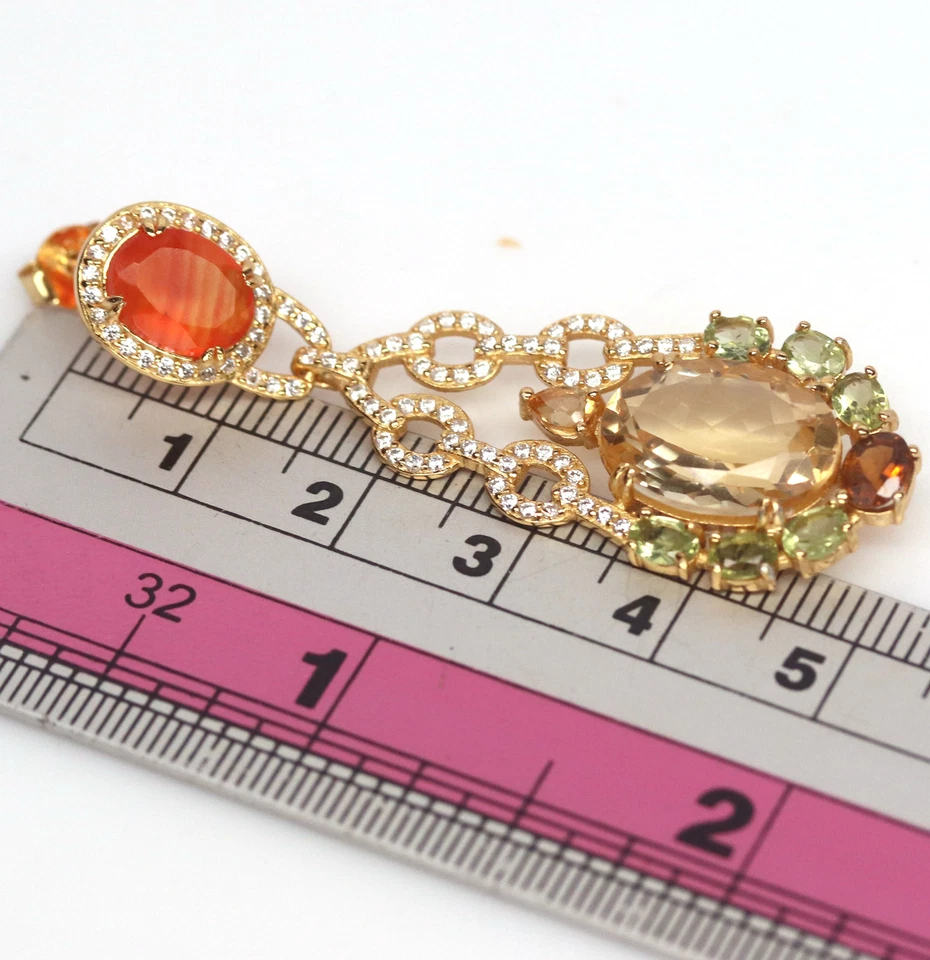 10 X 14 MM Goldener Gelb Citrin Karneol Peridot Ohrringe Silber 925 Sterling - Bild 3 von 4