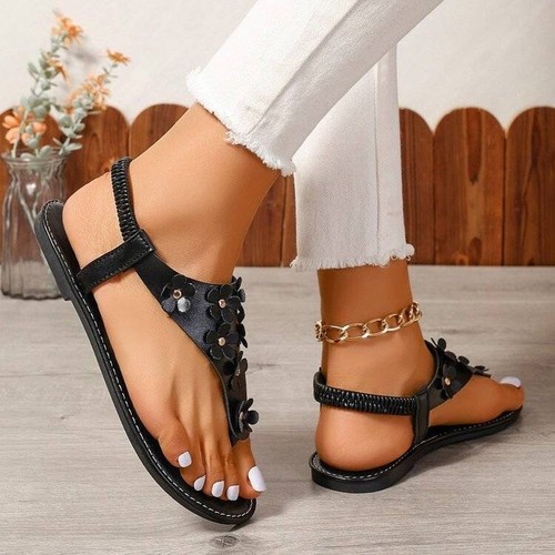 Sandalias planas elásticas con tiras para mujer Tanga Correa para el tobillo Sandalia de gladiador - Imagen 5 de 15