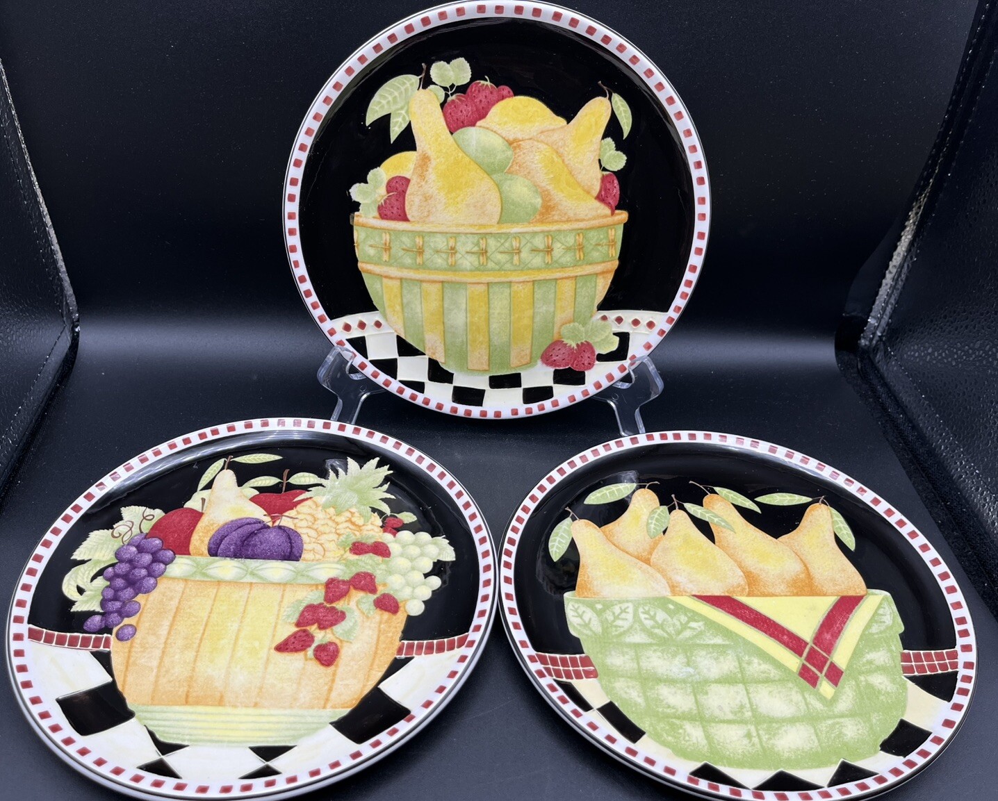 Zak Designs Classic Fruit Bowl Set of 3 Salad Plates EUC Ceramic Debbie Mumm