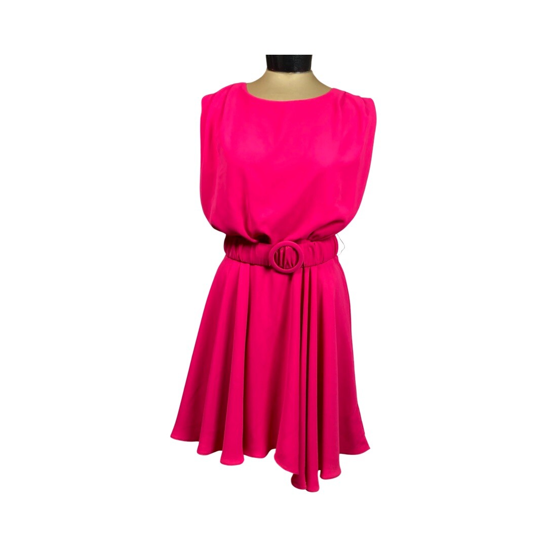 big hit fashion dress Big Hit Fashion Womens Sleeveless Mini Dress With Matching Belt Size L Pink  NWT