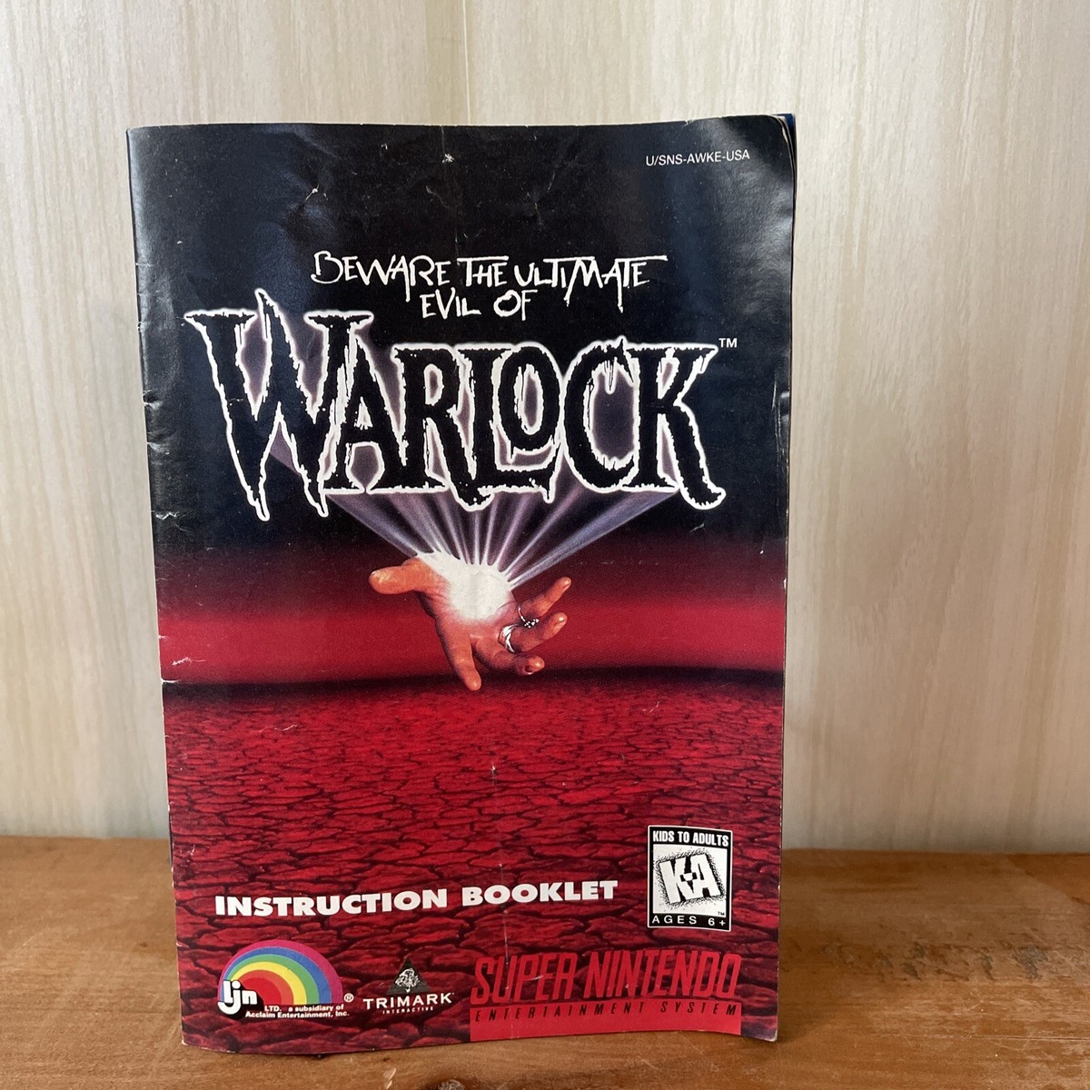 WARLOCK BEWARE OF THE ULTIMATE EVIL **MANUAL ONLY (Super Nintendo SNES)