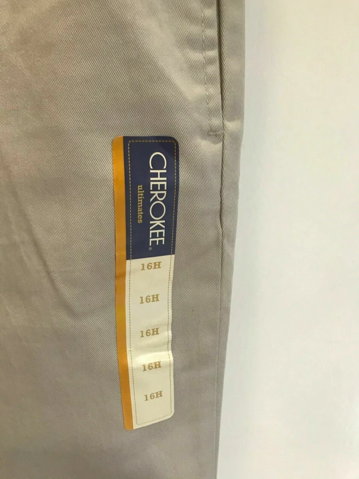 Nuevos Pantalones Uniforme Cherokee Niños Talla 16 Husky Cintura Ajustable Color Ostra Foto 3 de 4