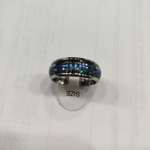 Carbide Abalone Shell Inlay Ring Men Tungsten Steel Wedding Band Charm Jewelry - Picture 9 of 11