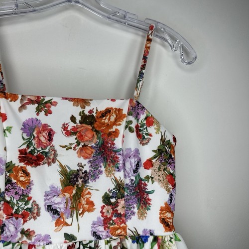ASOS Design Dress Size 8 White Multi Garden Floral Puffball Bubble Hem Prom - Picture 3 of 15