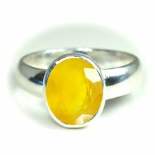 Natural 5.25 Carat 925 Sterling Silver Handmade Natural Yellow Sapphire Ring