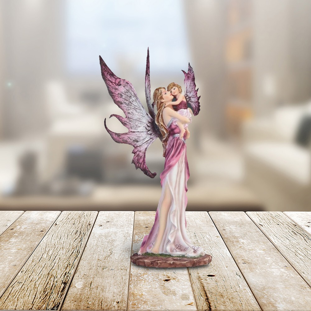 Mother Fairy Embracing Baby Girl Statue 10