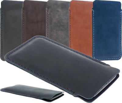 SLIM CHIC LEDER TASCHE HÜLLE HANDGENÄHT AUS FEINSTEM RINDSLEDER HÜLLE ETUI FÜ...
