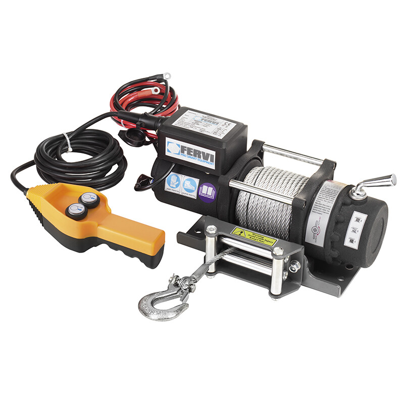 ARGANO ELETTRICO 12 VOLT FERVI 0630/2200 PORTATA 2200 KG. - SOLO USO TRAINO