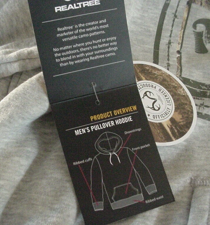 Realtree Men's Graphic Print Logo Lightweight Grey Pullover Hoodie Sweatshirt - Image 3 of 4