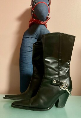 Cesare Paciotti Black Leather Women Boots Size 35.5