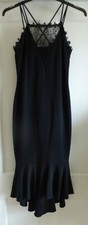 Ladies Uk Size 12 Black Next Stretch Fishtail & Lace Strappy Evening Party Dress