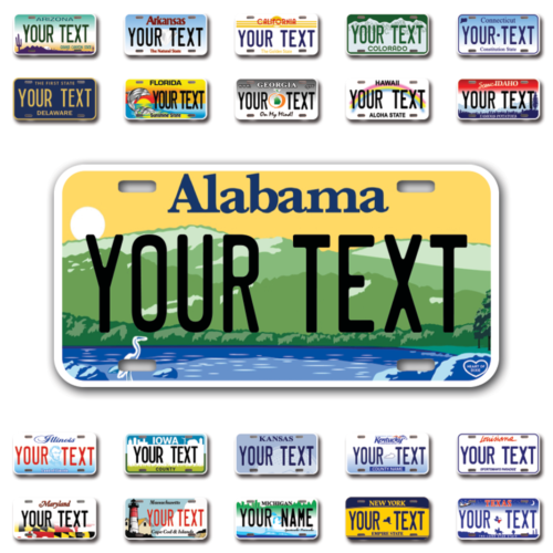 Custom state License Plates with personalized text Car 12x6- Moto 7x4 - Bike 6x3 - Picture 1 of 570