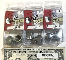 Lot of 6 Midwest Fastener 12353 Acorn Nut, Flat top, 1/2-13 Thread, Chrome caps