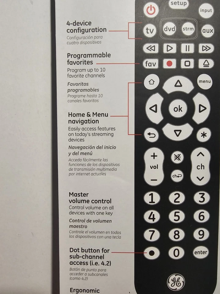 GE Pro Universal Remote Model 4 Device  LG Sony Samsung All Major Brands New - Image 4 of 4