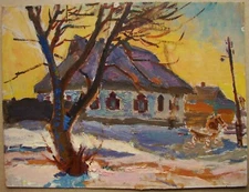 Ukrainian Soviet USSR Oil Painting fauvism postimpressionism landscape old house