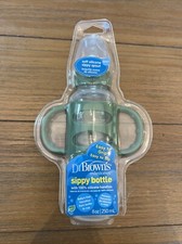NEW Dr Brown's Milestones Sippy Bottle Silicone Handles Blue 6 mos Baby Toddler