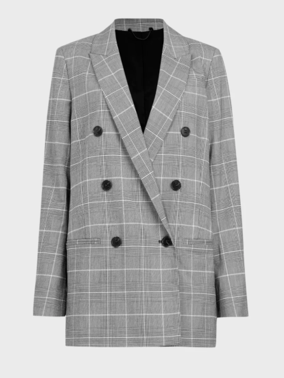 BNWT Allsaints Astrid Check Blazer Jacket in Grey Size UK 14 RRP £228