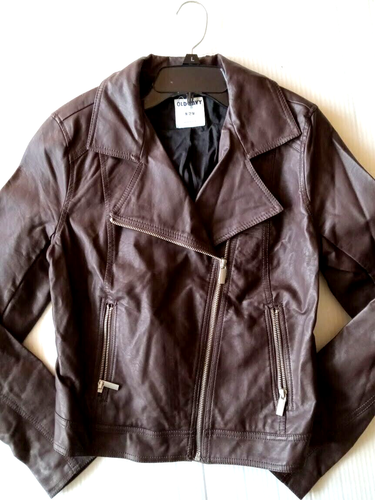 Old Navy Damenmode braune Moto Kunstlederjacke Größe Medium