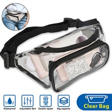 Waterproof Clear Waist Bag Transparent Zip Fanny Pouch Adjustable Strap Outdoor