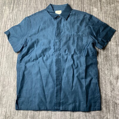 Simon Miller Shirt Mens Medium Size 2 Short Sleeve Button up Blue Designer
