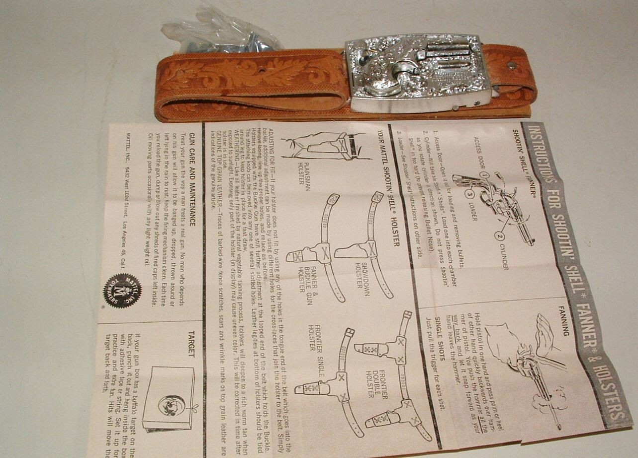 1958 MATTEL SHOOTINSHELL BUCKLE CAP GUN w/BELT MINT IN THE BOX eBay