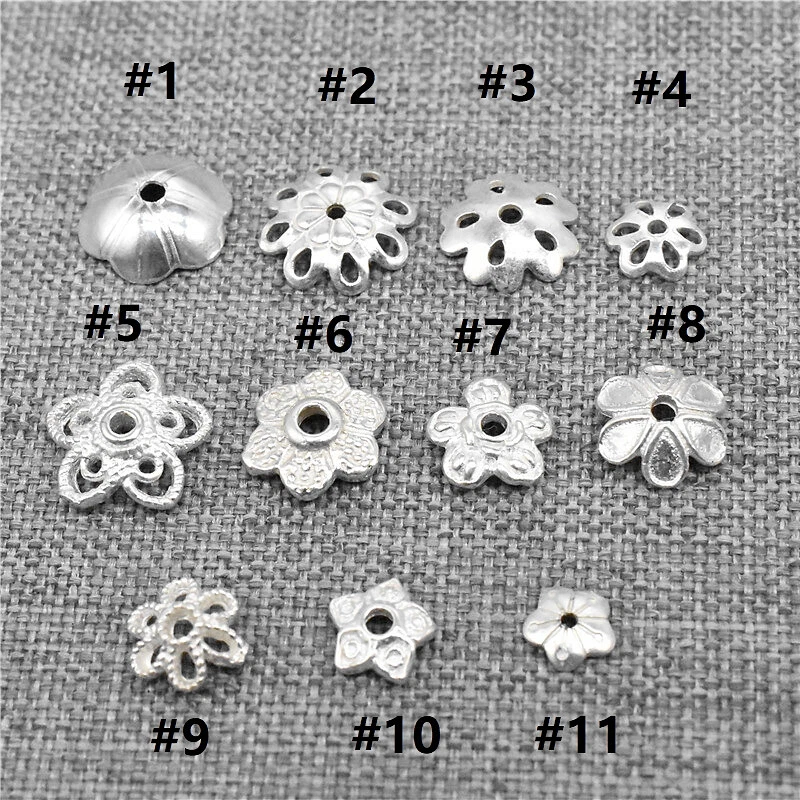30 Sterling Silver Flower Bead Caps 925 Silver Bulk Spacer Bead Cap for Bracelet