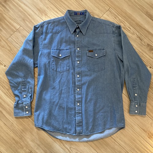 Pendleton Salt Creek Denim Shirt Mens L Blue Pearl Snap High Grade Western Wear - Picture 2 of 12