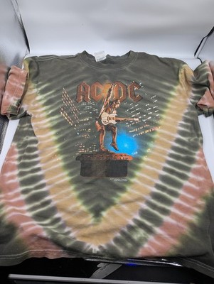 AC/DC 2001 Stiff Upper Lip Tour Tie-Dye Tee M Vintage Band Shirt ACDC Back Print