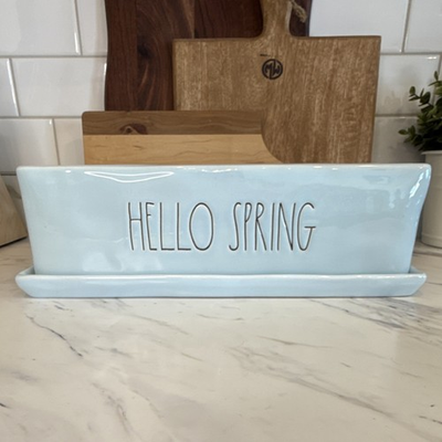 #ad #ad Rae Dunn Ceramic Rectangular Planter Light Blue Hello Spring Artisan Collection $22.00