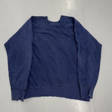 Vintage 60s Navy Cotton Blank Boxy Raglan Sweatshirt 1960s True Vintage