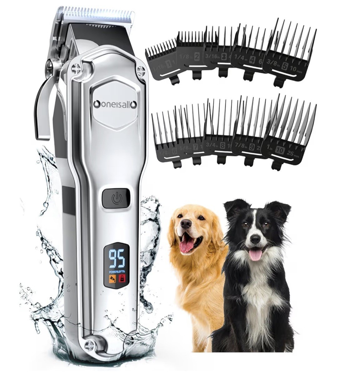Oneisall Dog Clippers for Grooming for Thick Heavy Coats/Low Noise Rechargeable