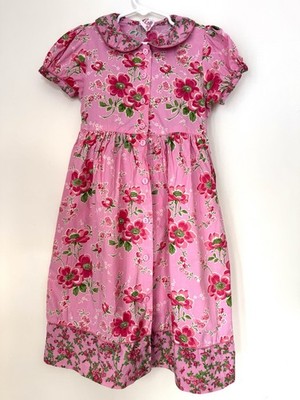 April Cornell 100% Cotton Floral Pink Dress Size 5/6 Easter