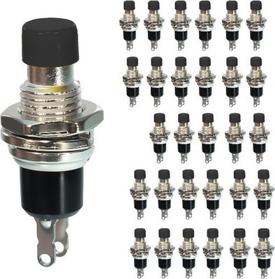 Title30pcs Black SPST momentary Miniature Push Button switc Color: Black 30Pcs
