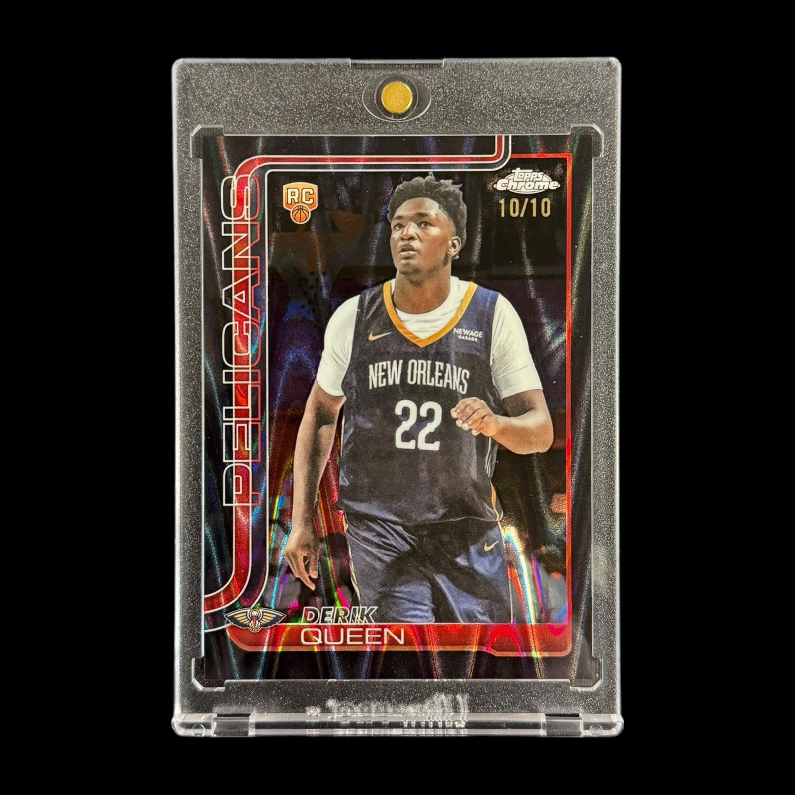 Derik Queen 2025-26 NBA Topps Chrome Rookie RC #263 BLACK RAYWAVE PARALLEL 10/10