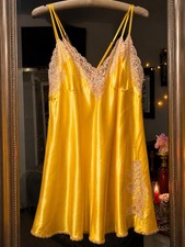 Vintage Frederick's of Hollywood Yellow Satin Slip Size L